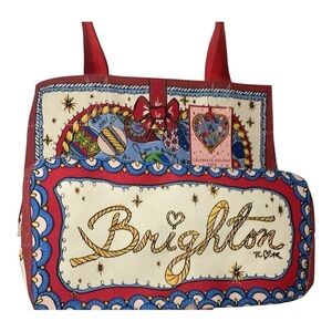 Brighton Celebrate Holiday Tote Large Canvas Heart New In Bag